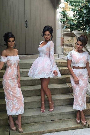 Multi Styles Sheath Bridesmaid Dresses Lace Short Bridesmaid Dresss