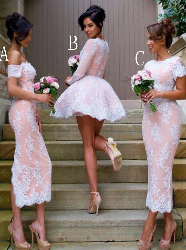 multi styles sheath bridesmaid dresses lace short bridesmaid dresss dtb95