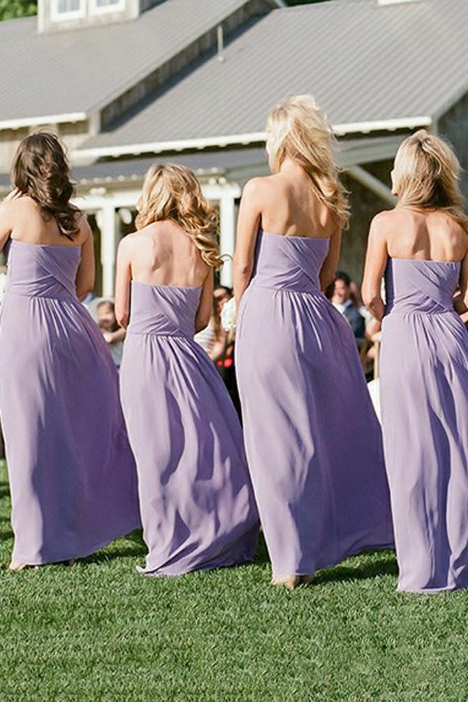 Lavender A-Line Sweetheart Chiffon Beach Bridesmaid Dresses with Ruched