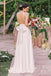 A-Line Sequins Bodice Backless Bridesmaid Dress with Bowknot