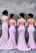 spaghetti straps mermaid lilac backless bridesmaid dresses with pleats dtb107