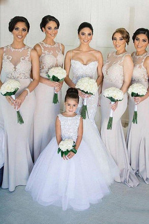 mermaid/trumpet jewel bridesmaid dresses with appliques dtb108