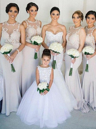 Mermaid/Trumpet Jewel Bridesmaid Dresses with Appliques