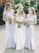 Round Neck Floor-Length Short Sleeves Sheath Bridesmaid Dresses