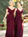 Sheath Off-the-Shoulder Burgundy Long Bridesmaid Dresses