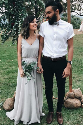 chiffon long wedding party dress spaghetti straps floor-length bridesmaid dresses dtb117