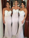Mermaid Spaghetti Straps Bridesmaid Dresses with Lace Appliques