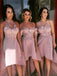 a-line high low blush pink bridesmaid dresses with appliques (a/b/c) dtb161