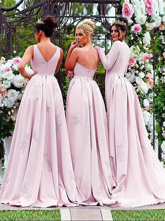 mermaid v-neck detachable lilac bridesmaid dress with appliques dtb199
