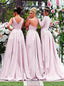Mermaid V-Neck Detachable Lilac Bridesmaid Dress with Appliques