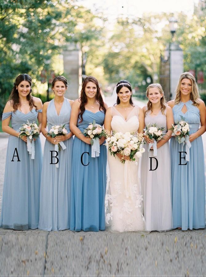 a-line simple boho blue series long bridesmaid dresses with ruched dtb196