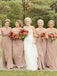 sheath one-shoulder simple long bridesmaid dress with split dtb192