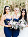 mermaid spaghetti straps navy blue bridesmaid dresses dtb188