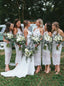 Sheath Knee Length Lace White Bridesmaid Dresses