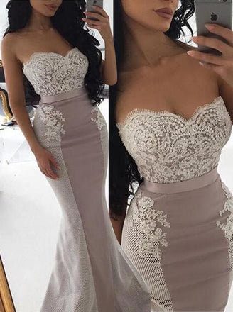 Sweetheart Mermaid Bridesmaid Dresses with Appliques Beading