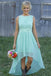 Bateau Asymmetry Mint/Peach Chiffon Bridesmaid Dresses with Appliques