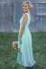 Bateau Asymmetry Mint/Peach Chiffon Bridesmaid Dresses with Appliques