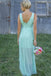 Bateau Asymmetry Mint/Peach Chiffon Bridesmaid Dresses with Appliques
