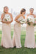 simple square sheath pearl pink bridesmaid dresses with lace dtb150