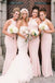 simple jewel floor length pearl pink mermaid bridesmaid dresses dtb151