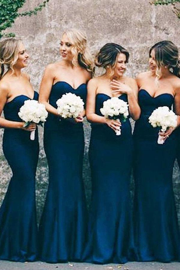 Simple Sweetheart Navy Blue Mermaid Bridesmaid Dresses DTB136 DressTok.co. uk Simple Sweetheart Navy Blue Mermaid Bridesmaid Dresses DTB136 DressTok.co. uk