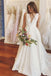 Elegant A-line V Neck Ivory Satin Sleeveless Simple Wedding Dresses