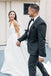 Elegant A-line V Neck Ivory Satin Sleeveless Simple Wedding Dresses