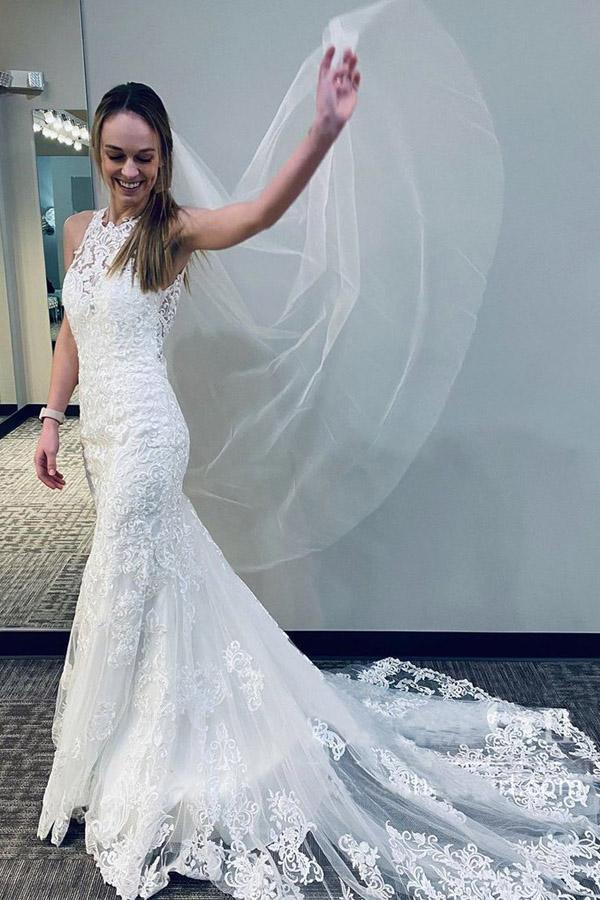 mermaid lace wedding gown sleeveless beach bridal dress dtw28