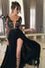 sexy black lace applique long sleeve prom dress evening dresses dtp44