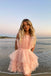 Pink Strapless Tiered Homecoming Dress With Layers, Party Gown chh0094
