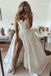 simple wedding dress sweetheart white satin long prom dress with split dtw47