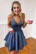 spaghetti-straps v-neck glitter homecoming dresses with pockets dth236