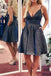 Spaghetti-straps V-neck Glitter Homecoming Dresses with Pockets