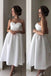 sweetheart simple bridal dress ivory satin tea-length wedding dress dtw51