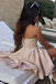 A line Plunging Neck Satin Criss-cross Back Short Homecoming Party Dresses