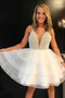 Chic V-neck Beaded Bodice Homecoming Gowns with Tulle Skirt Sweet 15 Dresses