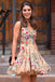A-Line V-Neck Floral Lace Tulle Short Prom Homecoming Dresses