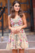 a-line v-neck floral lace tulle short prom homecoming dresses dth414