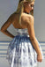 Sweetheart Lace Appliques Short Prom Party Dress with Pleats
