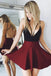 black & burgundy criss-cross backless short evening party dress dth426