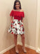 Ruffles Off the Shoulder Floral Print Homecoming Party Dress with Pockets