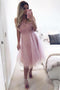 A-line V-neck Appliqued Bodice Homecoming Dress with Tulle Skirt