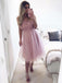 A-line V-neck Appliqued Bodice Homecoming Dress with Tulle Skirt