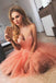 chic coral sweetheart tulle short prom dress beading party dress dth430