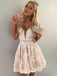 Lace Short Prom Dresses V-neck Pleat Homecoming Dress with Beading