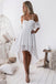 White Pleated Hollow Out High Low Homecoming Dress, Sweetheart Lace Short Prom Dress