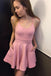 simple spaghetti scoop pink homecoming dress with pockets dth246