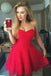 cute a-line lace red pleats sweetheart homecoming dress dth245