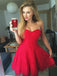 Cute A-line Lace Red Pleats Sweetheart Homecoming Dress