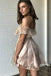 Off the Shoulder Lace Satin A-line Short Homecoming Party Dress